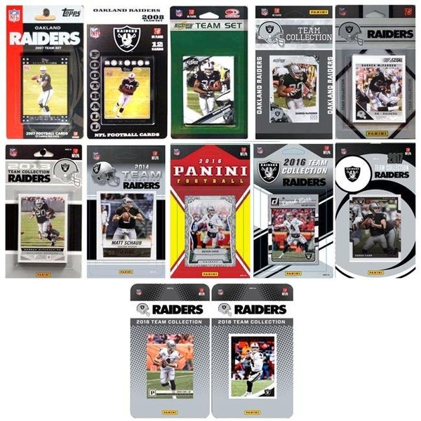 Williams & Son Saw & Supply C&I Collectables RAIDERS1218TS NFL Oakland Raiders 12 Different Licensed Trading Card Team Sets RAIDERS1218TS